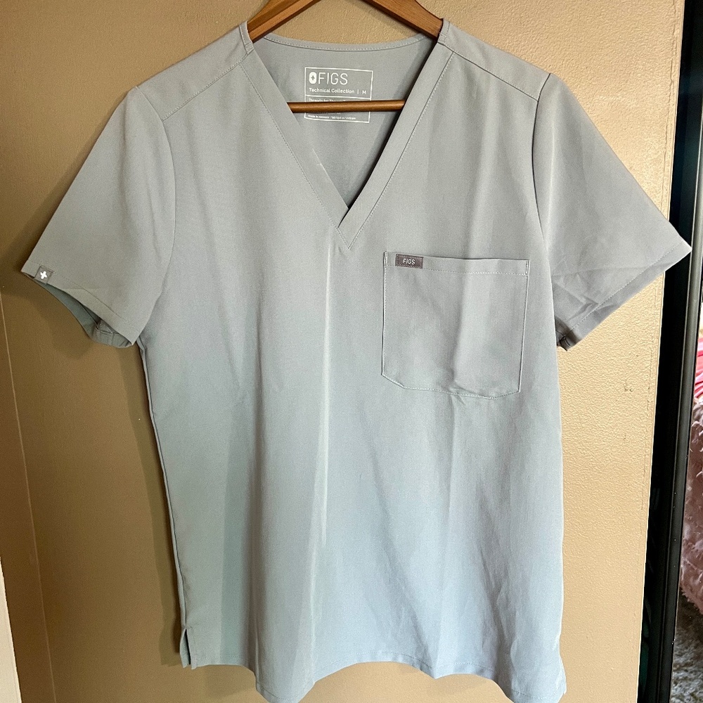 Figs Womens Cement Catarina One Pocket Scrub Top Size Medium Gray Grey